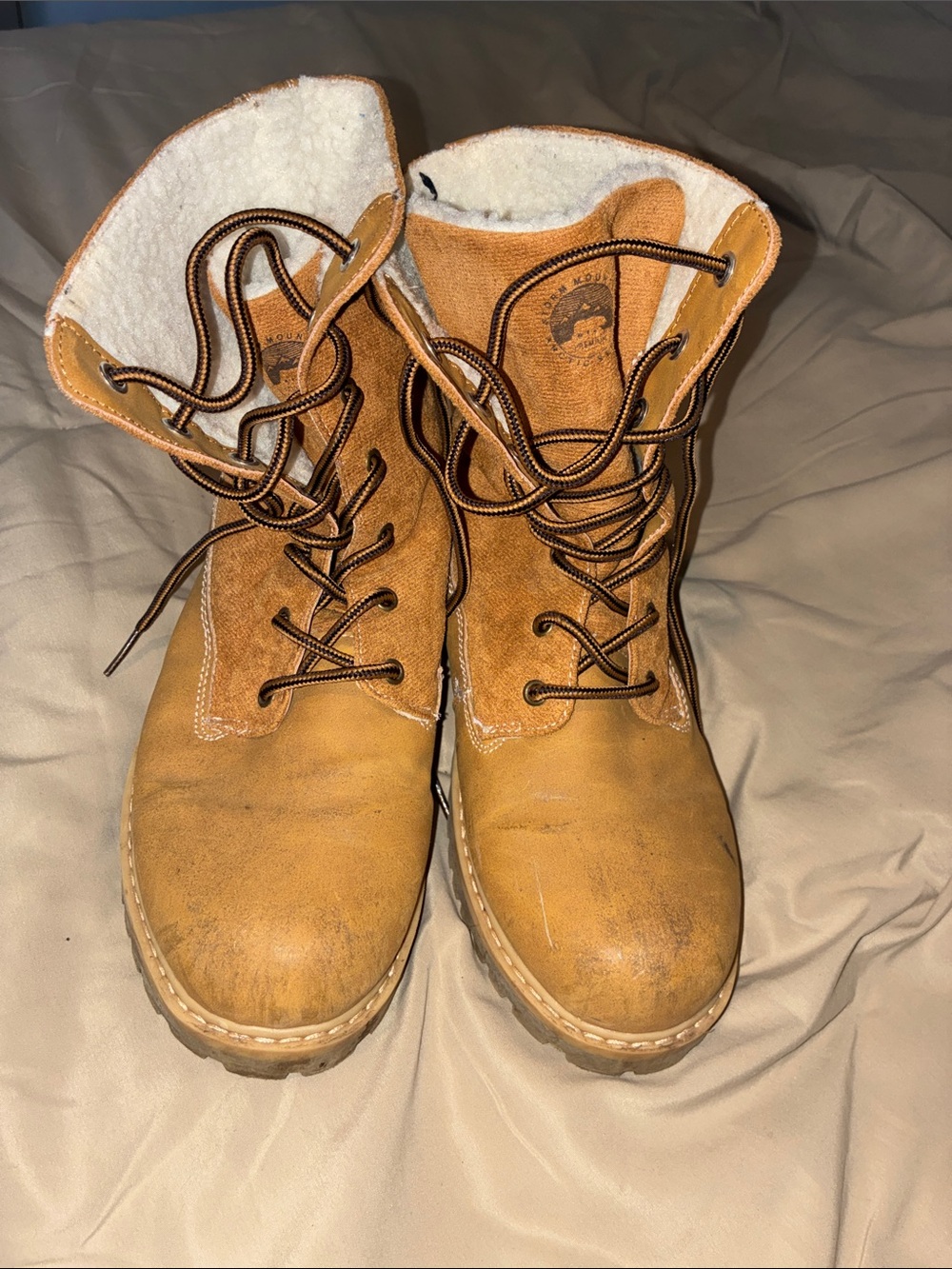 Storm Tan Suede Lace-Up Winter Boots with Fleece Lining